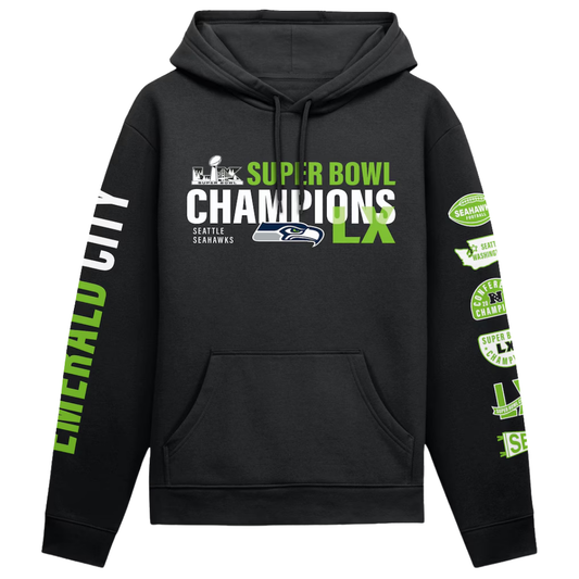 Blusa Moletom NFL Seattle Seahawks Super Bowl LX Champions