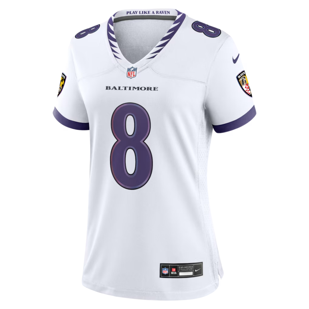 Camisa NFL Feminina Baltimore Ravens Vapor Limited White 2026