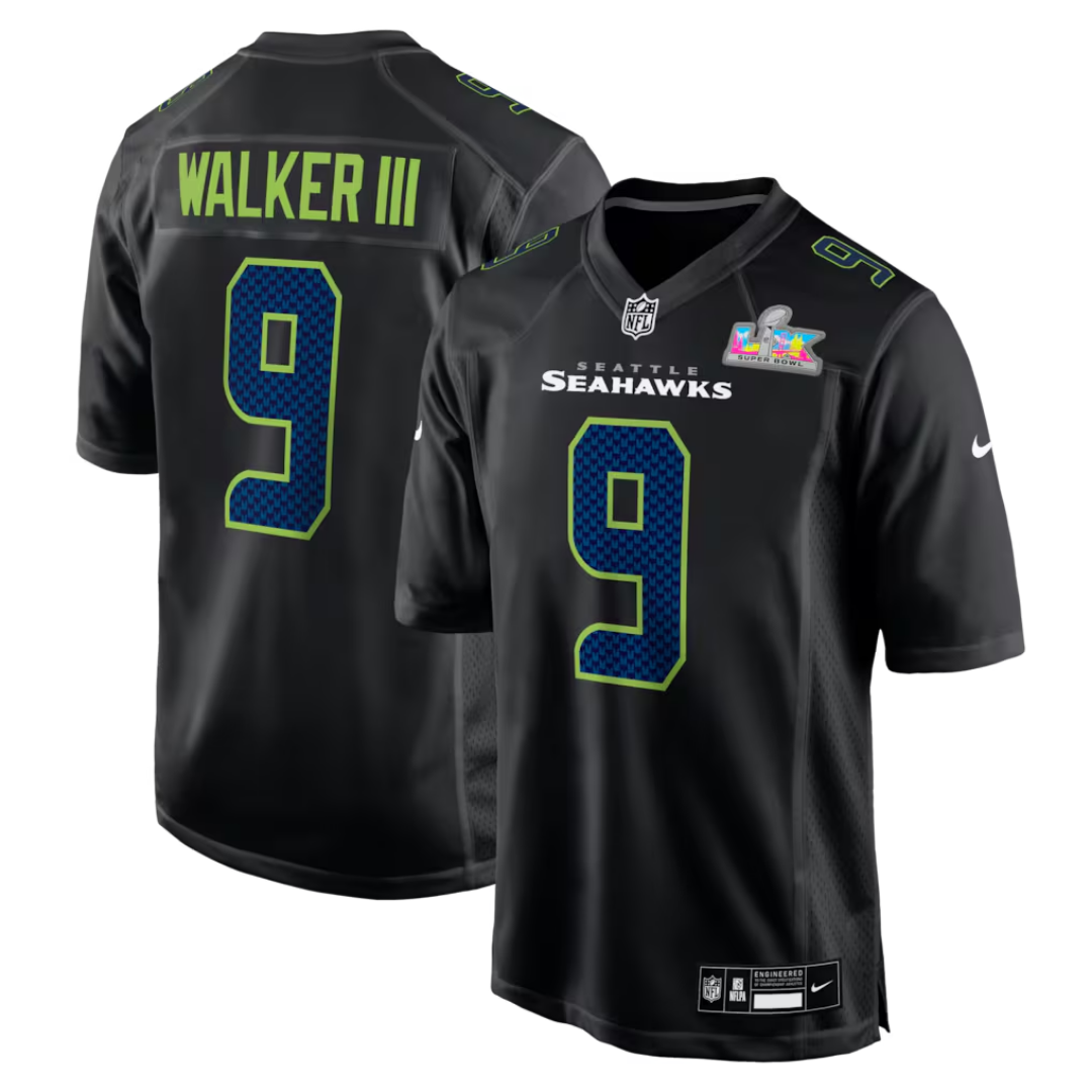 Camisa NFL Seattle Seahawks Vapor Limited Black Carbon Patch Super Bowl LX