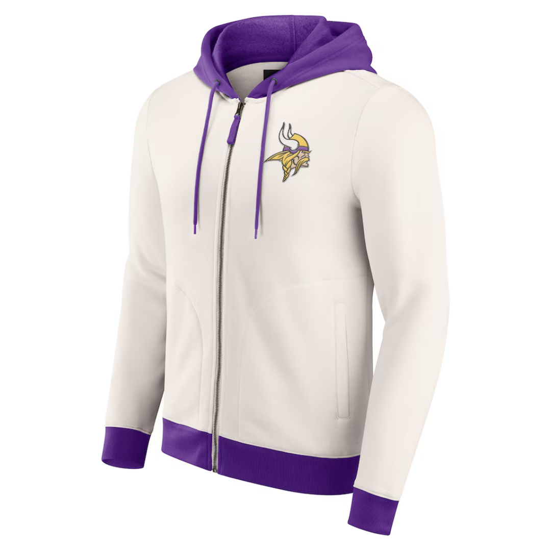 Jaqueta Moletom NFL Minnesota Vikings Cream Distressed Graphics