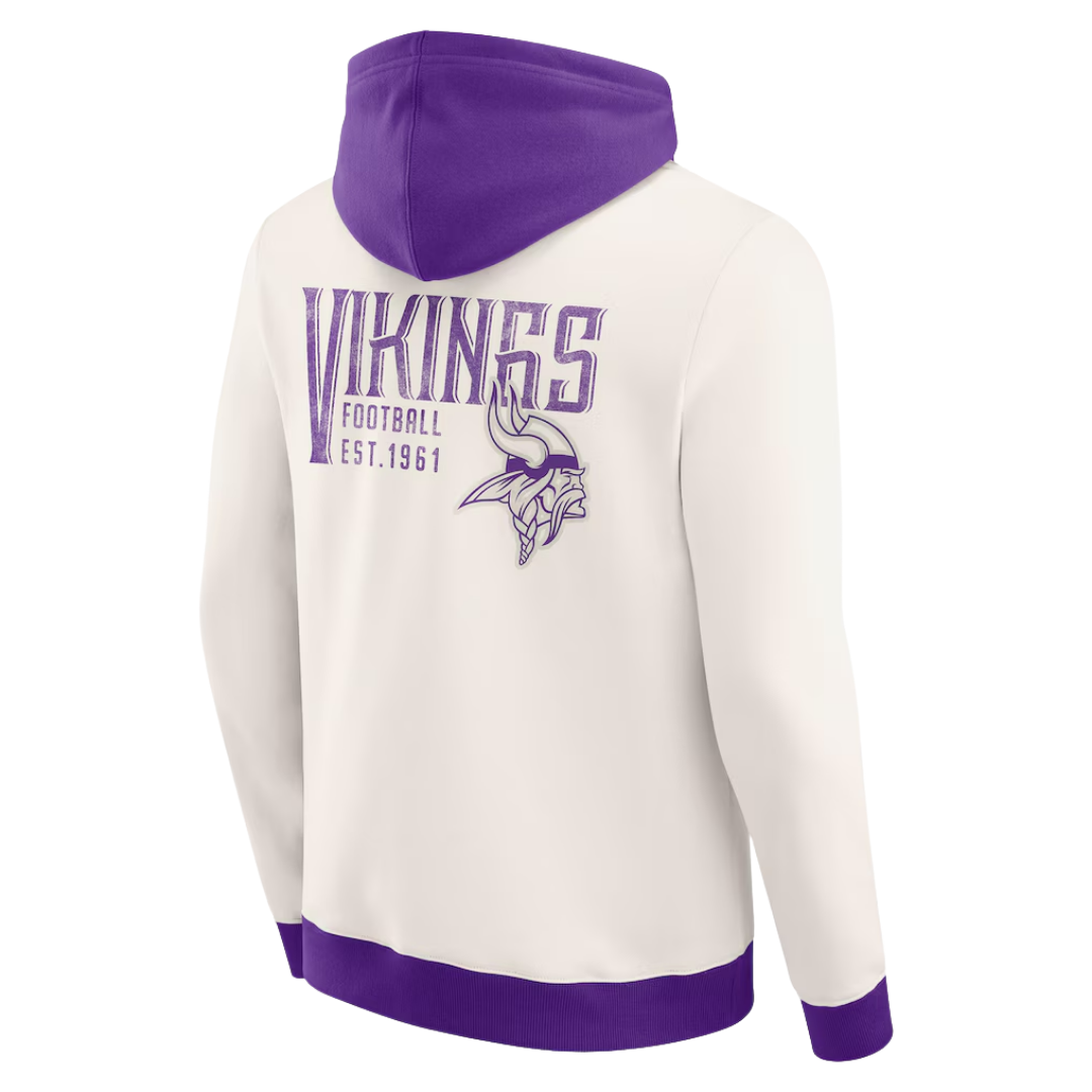 Jaqueta Moletom NFL Minnesota Vikings Cream Distressed Graphics