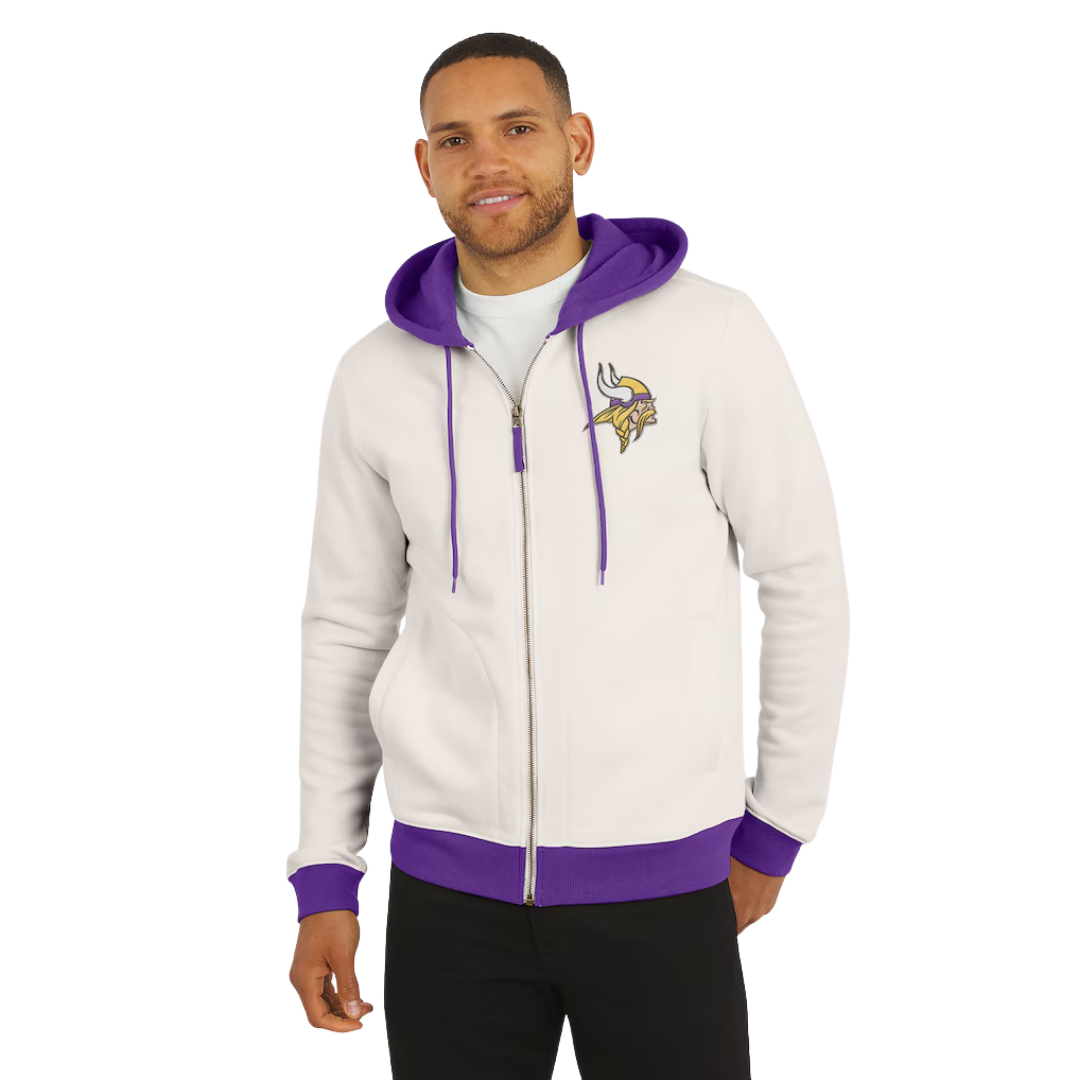 Jaqueta Moletom NFL Minnesota Vikings Cream Distressed Graphics