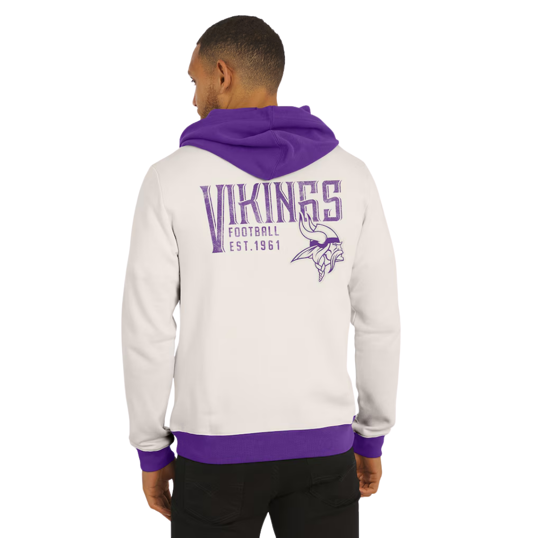 Jaqueta Moletom NFL Minnesota Vikings Cream Distressed Graphics