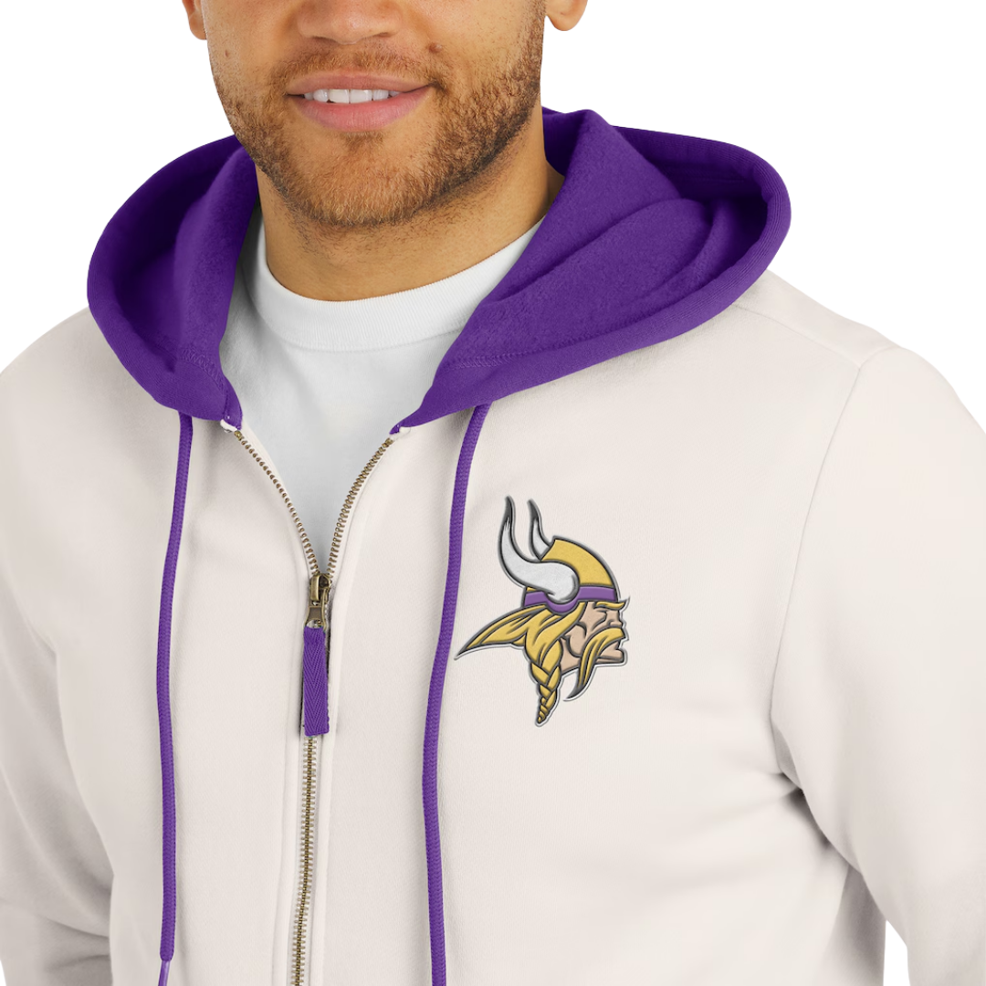 Jaqueta Moletom NFL Minnesota Vikings Cream Distressed Graphics